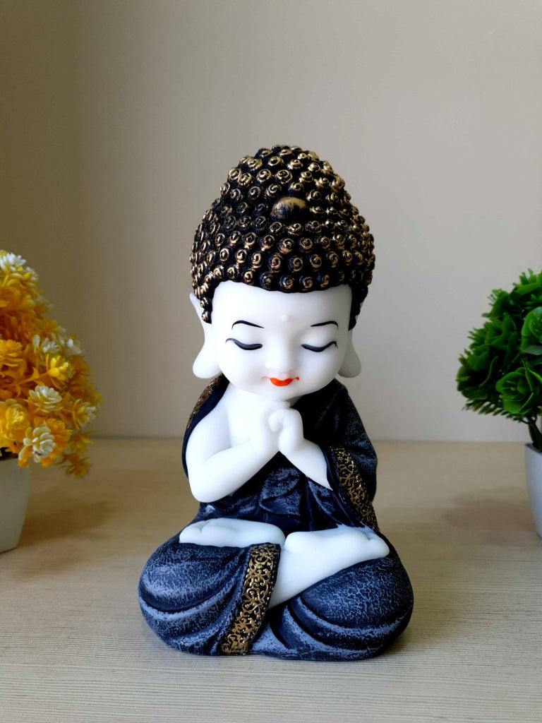 Baby Buddha Idol Statue Decorative Showpiece For Home And Office Decor- Funkydecors Grey Figurines