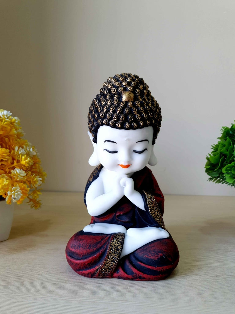 Baby Buddha Idol Statue Decorative Showpiece For Home And Office Decor- Funkydecors Maroon Figurines