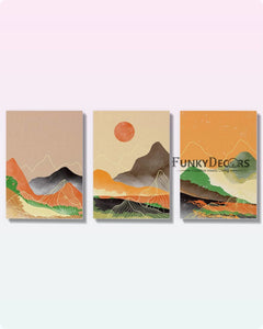 Beyond The Sunset - 3 Panels Abstract Art Frame For Wall Decor- Funkydecors Posters Prints & Visual