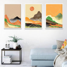 Load image into Gallery viewer, Beyond The Sunset - 3 Panels Abstract Art Frame For Wall Decor- Funkydecors Xs / White Posters
