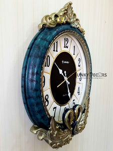Blue Grey Designer Vintage Style Swan Ceramic Wall Clock For Home Office Decor And Gifts 60 Cm Tall-