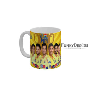 CSK Team Coffee Ceramic Mug 350 ML-FunkyDecors IPL Mugs FunkyDecors