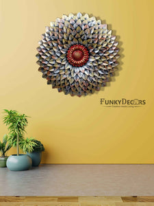 Decorative Flower Round Metal Wall Art With Led Light- Funkydecors