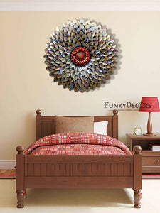 Decorative Flower Round Metal Wall Art With Led Light- Funkydecors