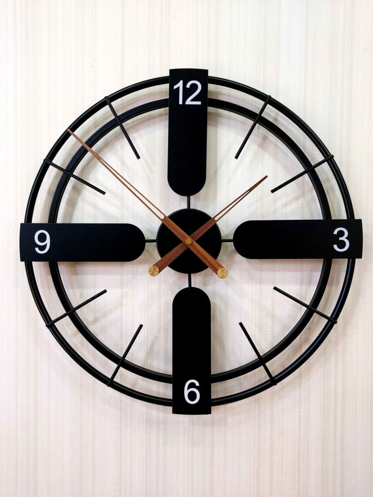 Decorative Metal Clock With Wooden Needles Wall - FunkyDecors