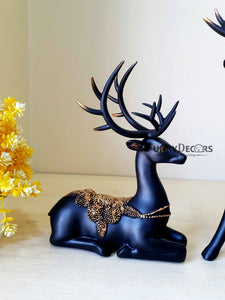 Deer Sculpture In Black Decorative Showpiece Animal Figurine- Funkydecors Figurines