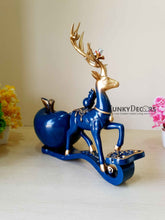 Load image into Gallery viewer, Deer Sculpture In Blue Decorative Showpiece With Cash And Key Holder Animal Figurine- Funkydecors
