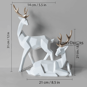 Deer Sculpture In White Decorative Showpiece Animal Figurine- Funkydecors Figurines