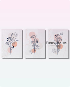 Delicate Floral 3 Panels Art Frame For Wall Decor- Funkydecors Posters Prints & Visual Artwork