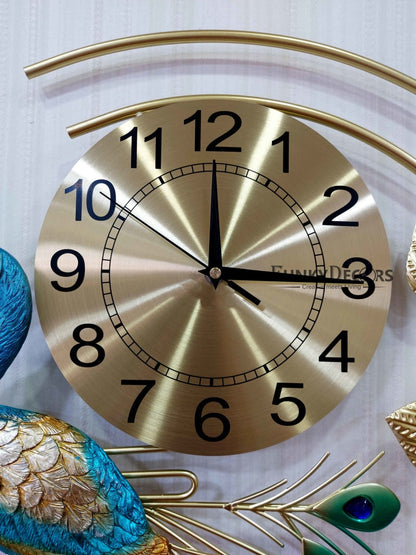 Designer Big Peacock Colorful Metal Wall Clock- Funkytradition