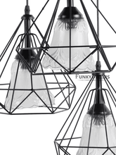 Load image into Gallery viewer, Designer Diamond Shape Cluster Metal Hanging Lights Set Of 3- Funkytradition
