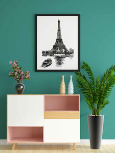 Eiffel Tower - Achromatic Art Frame For Wall Decor- Funkydecors Xs / Black Posters Prints & Visual