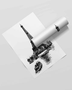 Eiffel Tower - Achromatic Art Frame For Wall Decor- Funkydecors Xs / Roll Posters Prints & Visual