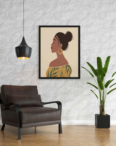 Elegant African Women Portrait Art Frame For Wall Decor- Funkydecors Xs / Black Posters Prints &