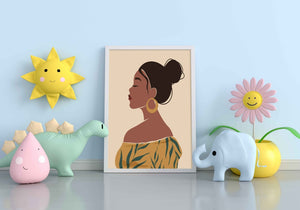 Elegant African Women Portrait Art Frame For Wall Decor- Funkydecors Xs / White Posters Prints &