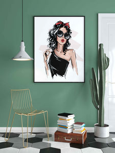 Elegant Women Fashion Art Frame For Wall Decor- Funkydecors Xs / Black Posters Prints & Visual