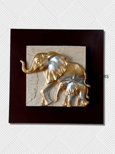 Elephants Modern 3D Stone Carving Wall Art - Set Of 4