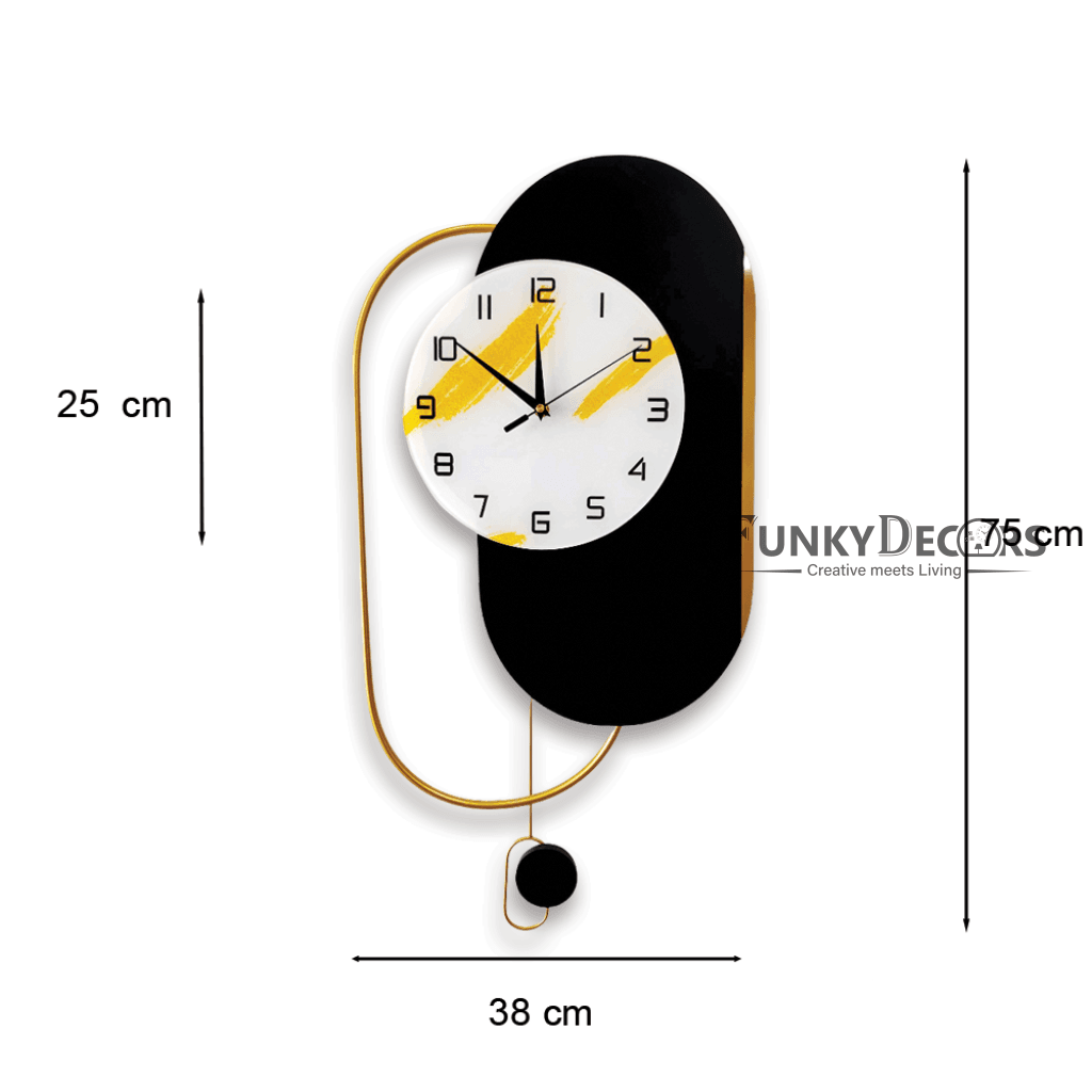 European Design Wooden Finish Nordic Silent Movement Pendulum Wall Clock- Funkytradition