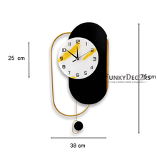 Load image into Gallery viewer, European Design Wooden Finish Nordic Silent Movement Pendulum Wall Clock- Funkytradition
