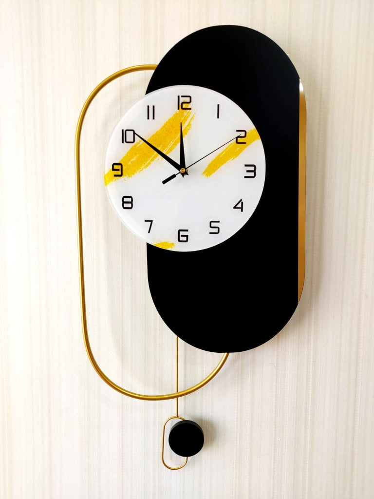 European Design Wooden Finish Nordic Silent Movement Pendulum Wall Clock- FunkyDecors