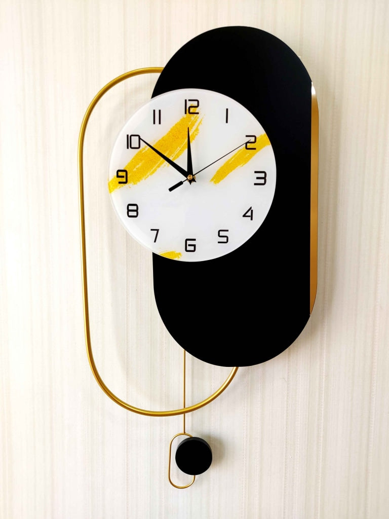 European Design Wooden Finish Nordic Silent Movement Pendulum Wall Clock- Funkytradition