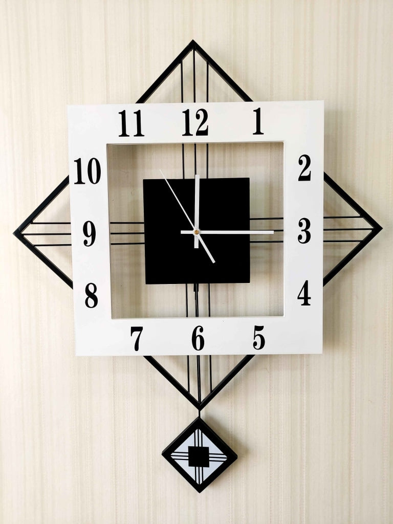 European Style Hexagon Nordic Silent Movement Pendulum Wall Clock- FunkyDecors Clocks