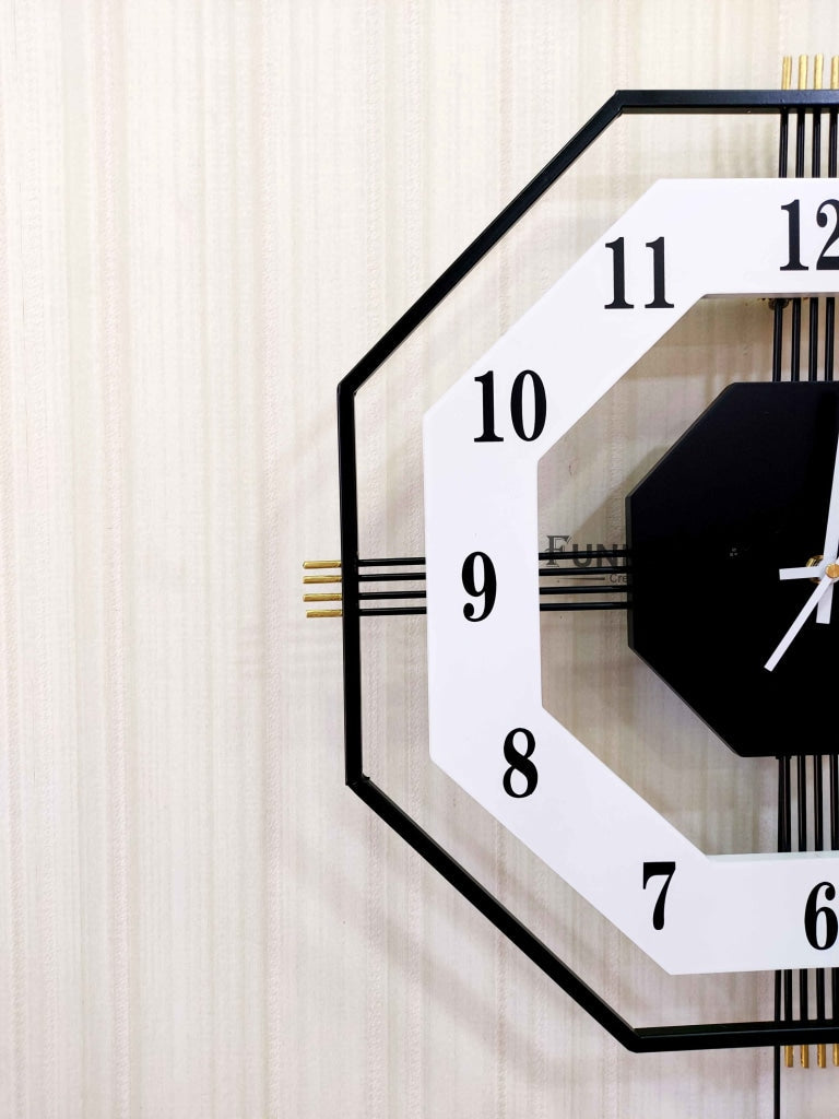 European Style Hexagon Nordic Silent Movement Pendulum Wall Clock- FunkyDecors Clocks