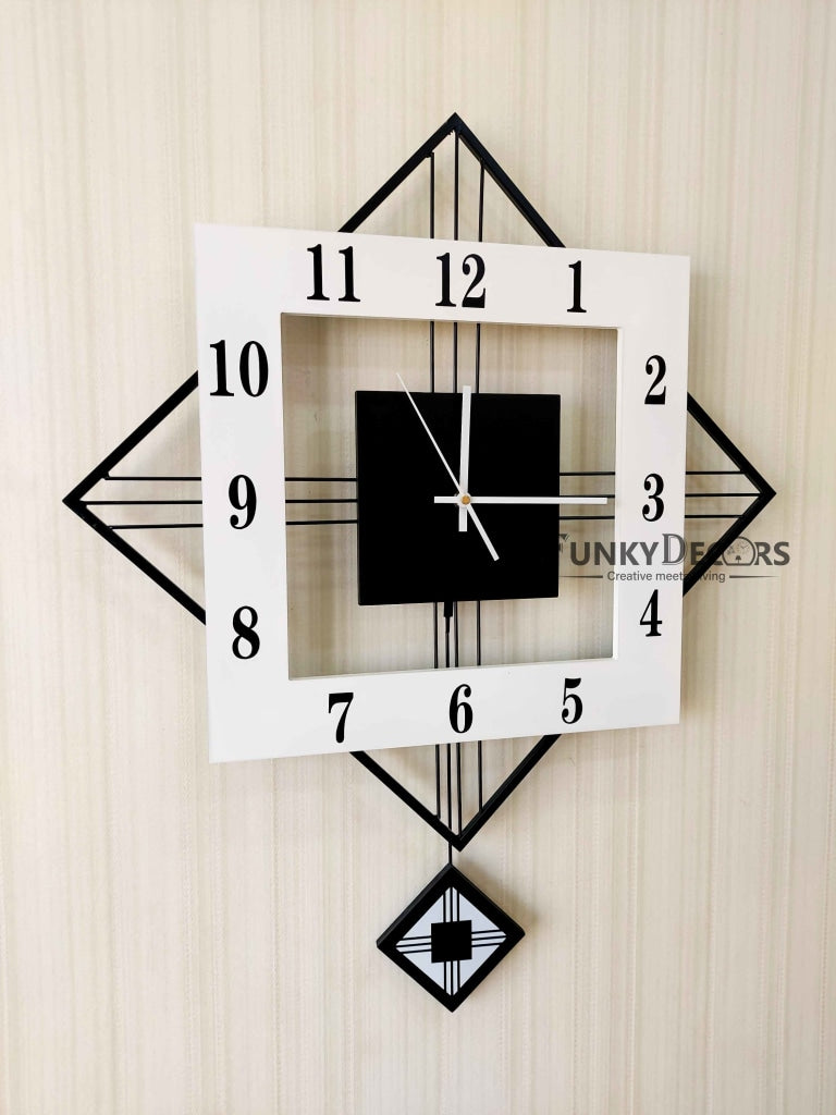 European Style Hexagon Nordic Silent Movement Pendulum Wall Clock- FunkyDecors Clocks