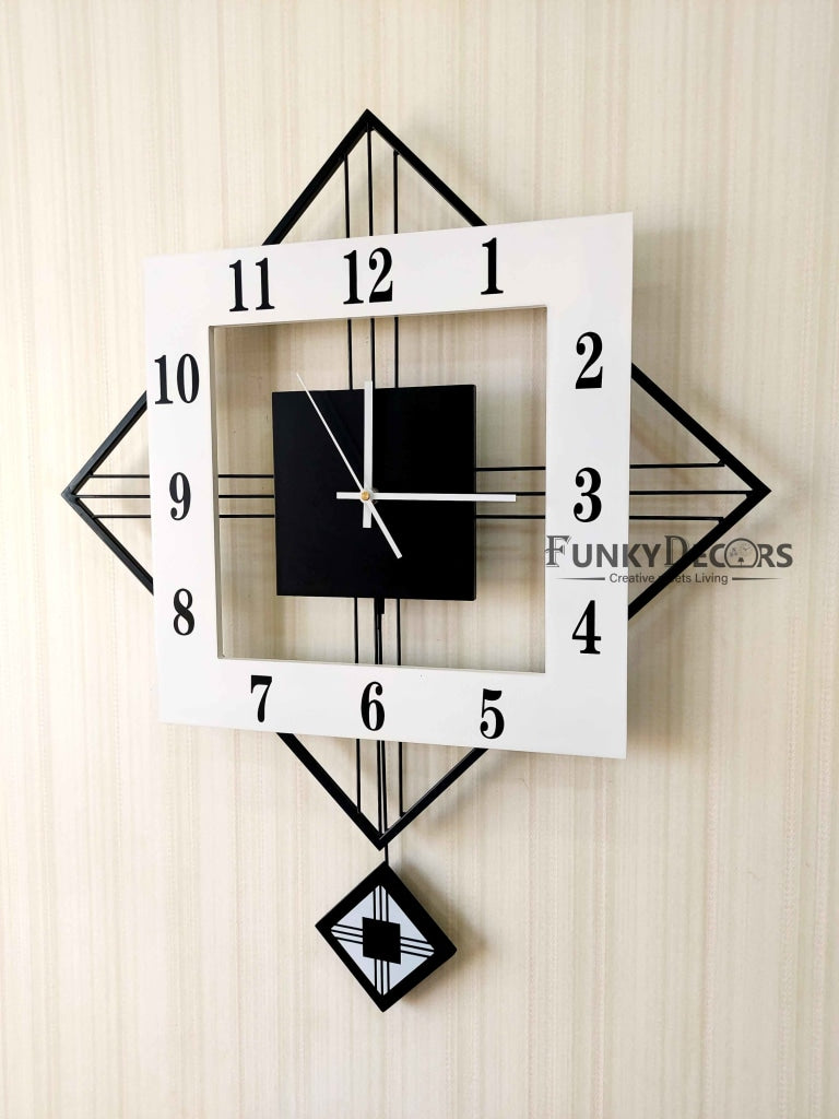 European Style Hexagon Nordic Silent Movement Pendulum Wall Clock- FunkyDecors Clocks