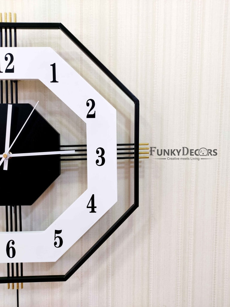 European Style Hexagon Nordic Silent Movement Pendulum Wall Clock- FunkyDecors Clocks