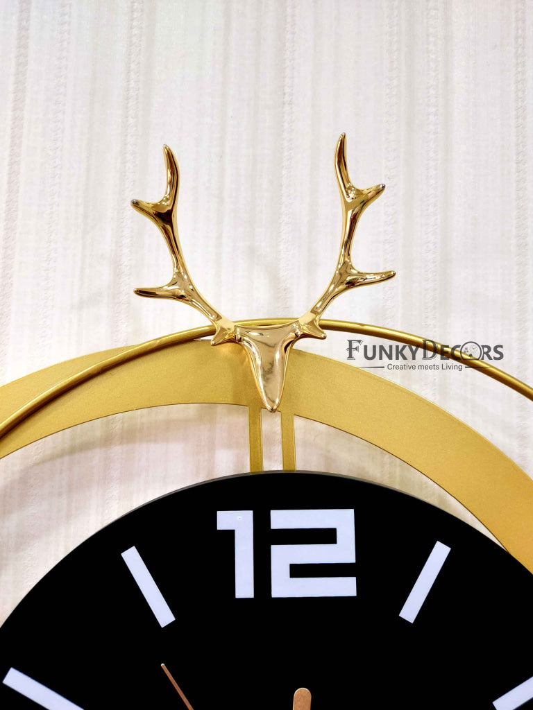 European Style Reindeer Nordic Silent Movement Pendulum Wall Clock- FunkyDecors Clocks