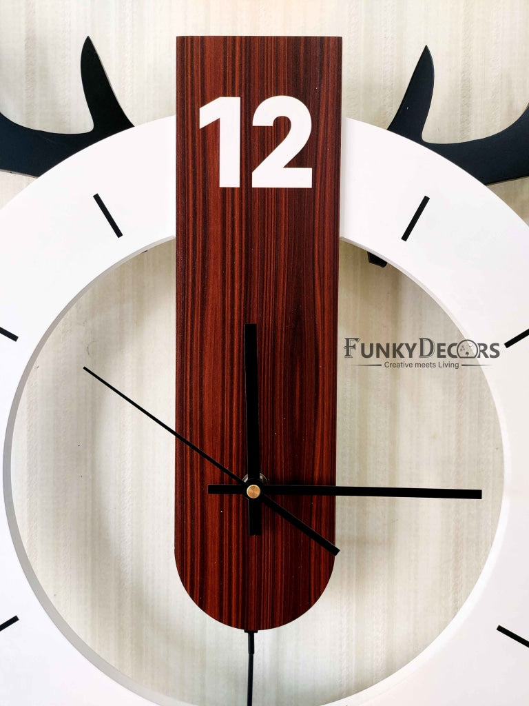 European Style Reindeer Nordic Silent Movement Pendulum Wall Clock- FunkyDecors Clocks