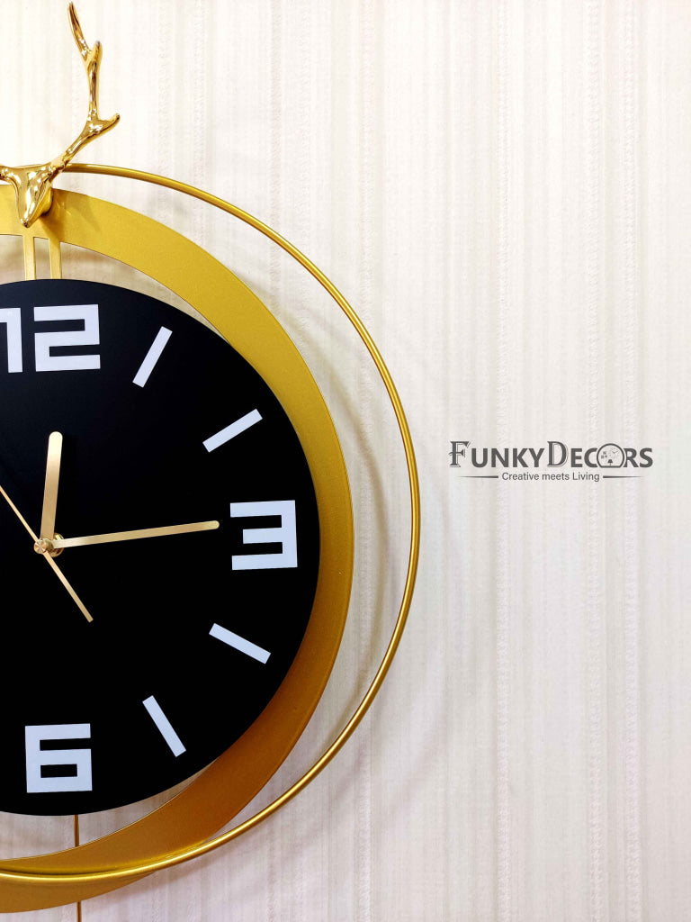 European Style Reindeer Nordic Silent Movement Pendulum Wall Clock- FunkyDecors Clocks
