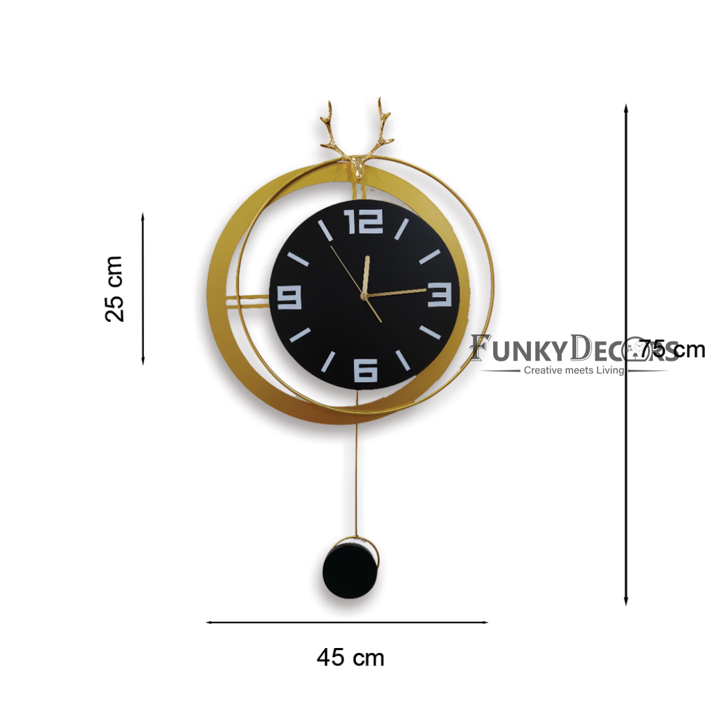 European Style Reindeer Nordic Silent Movement Pendulum Wall Clock- FunkyDecors Clocks
