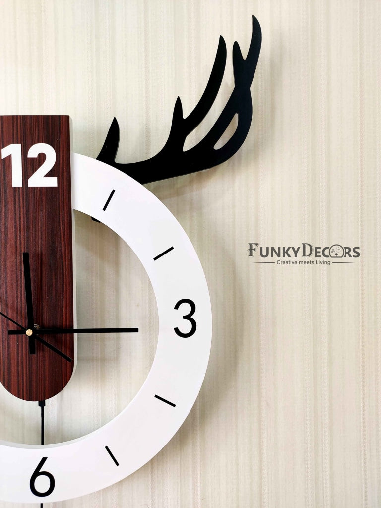 European Style Reindeer Nordic Silent Movement Pendulum Wall Clock- FunkyDecors Clocks