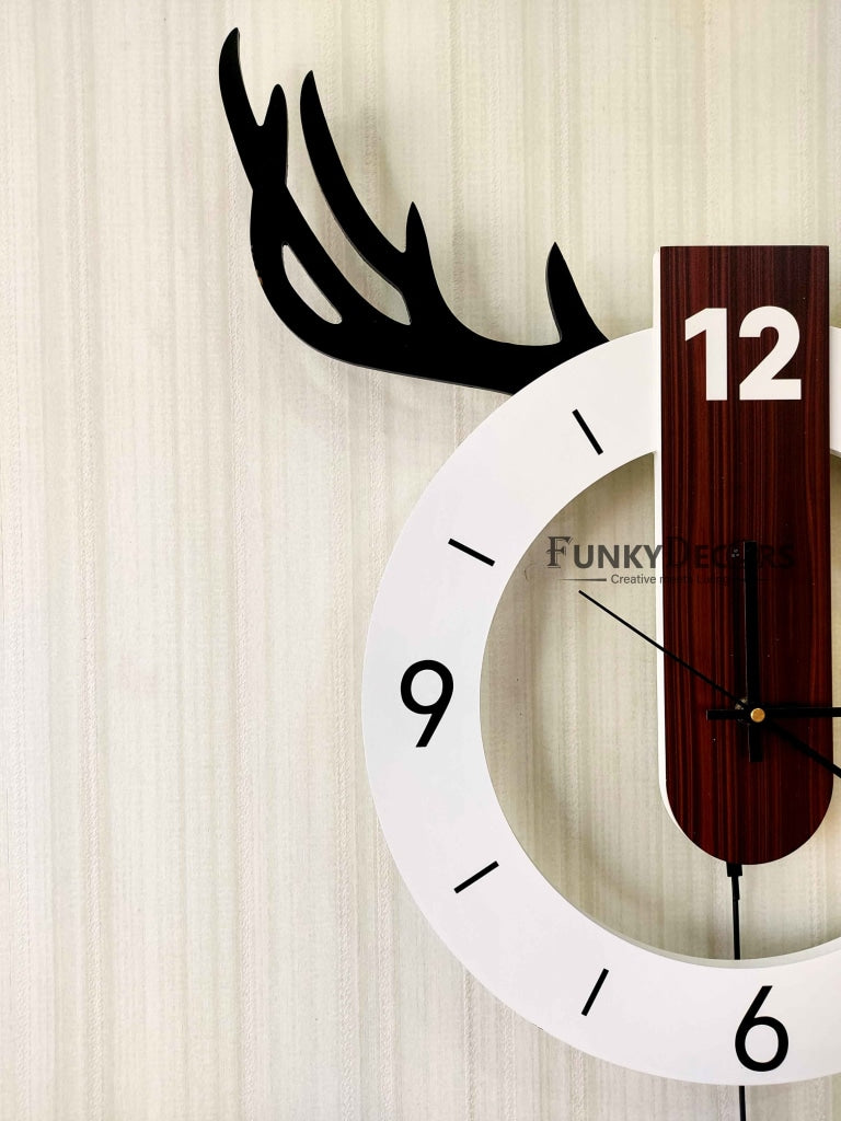 European Style Reindeer Nordic Silent Movement Pendulum Wall Clock- FunkyDecors Clocks