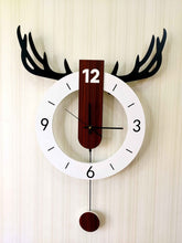 Load image into Gallery viewer, European Style Reindeer Nordic Silent Movement Pendulum Wall Clock- Funkytradition Clocks
