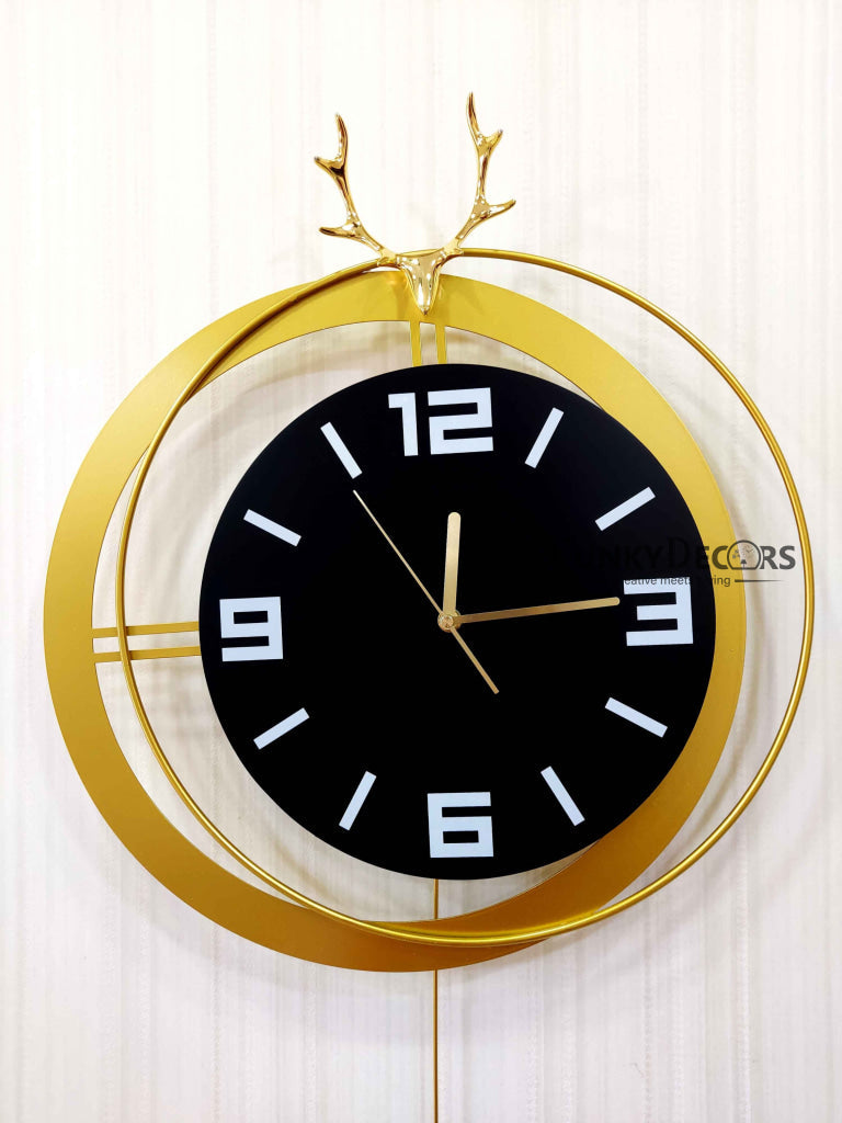 European Style Reindeer Nordic Silent Movement Pendulum Wall Clock- FunkyDecors Clocks