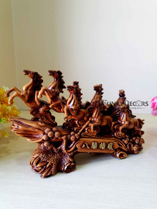 Feng Shui 8 Horses Sculpture In Brown Decorative Showpiece Animal Figurine- Funkydecors Figurines
