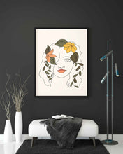 Load image into Gallery viewer, Floral Girl Line Art Frame For Wall Decor- Funkydecors Xs / Black Posters Prints &amp; Visual Artwork
