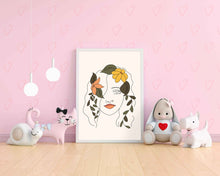 Load image into Gallery viewer, Floral Girl Line Art Frame For Wall Decor- Funkydecors Xs / White Posters Prints &amp; Visual Artwork
