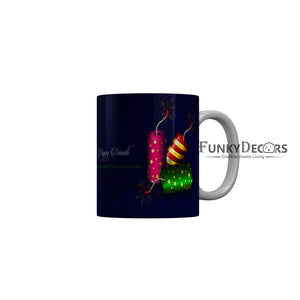 FunkyDecors A very happy diwali to you and your family Happy Diwali Ceramic Mug, 350 ML, Multicolor Diwali Mug FunkyDecors