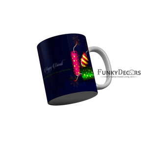 FunkyDecors A very happy diwali to you and your family Happy Diwali Ceramic Mug, 350 ML, Multicolor Diwali Mug FunkyDecors