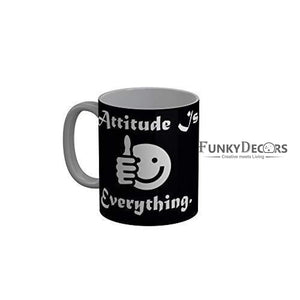 Funkydecors Attitude Vs Everything Black Funny Quotes Ceramic Coffee Mug 350 Ml Mugs