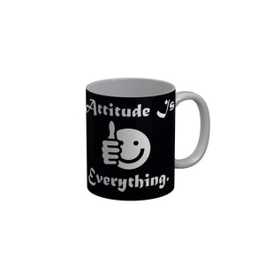 FunkyDecors Attitude Vs Everything Black Funny Quotes Ceramic Coffee Mug, 350 ml Mug FunkyDecors