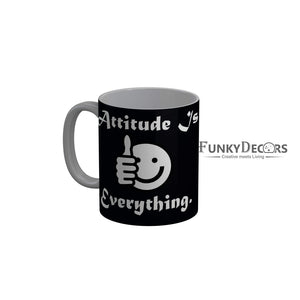 FunkyDecors Attitude Vs Everything Black Funny Quotes Ceramic Coffee Mug, 350 ml Mug FunkyDecors