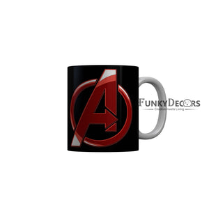 FunkyDecors Avengers Black Ceramic Coffee Mug, 350 ml