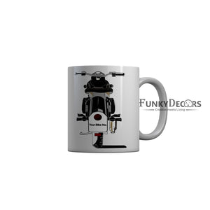 FunkyDecors Bike Grey Ceramic Coffee Mug, 350 ml