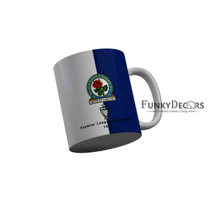 FunkyDecors Blackburn Rovers FC Blue White Ceramic Coffee Mug