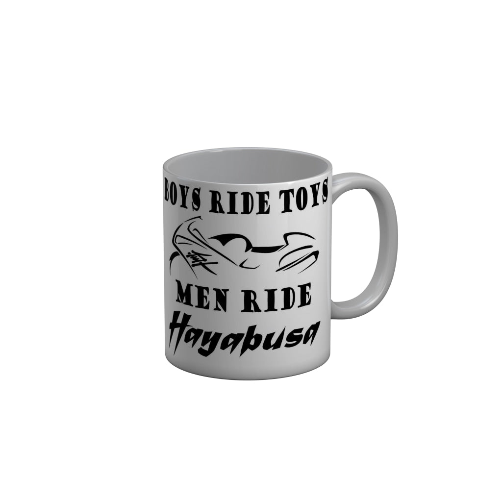 FunkyDecors Boys Ride Toys Men Ride Hayabusa Funny Quotes Ceramic Coffee Mug, 350 ml